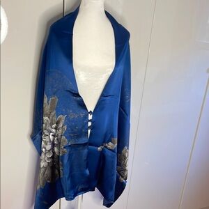 Silk Elegant Blue Floral Women's Scarf= perfect for the festive dress